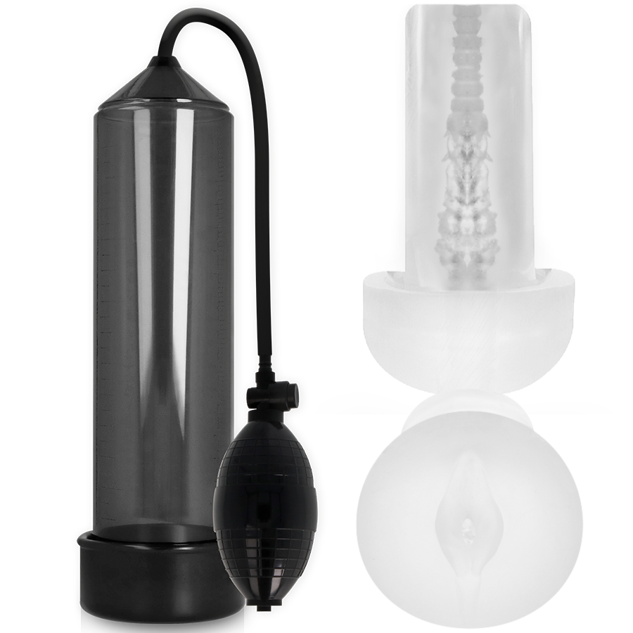 Pump addicted rx3 bomba erecci?n transparente con masturbador