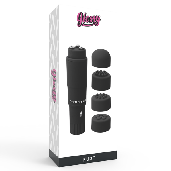 Glossy pocket kurt masajeador negro