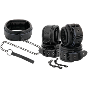 Darkness esposas y collar de cuero negro