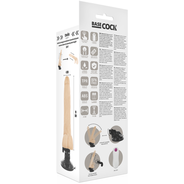 Basecock realistic vibrador control remoto natural 19 cm