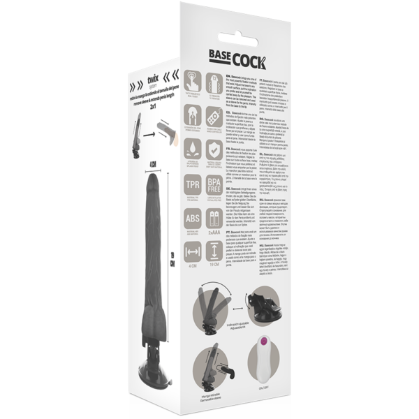 Basecock realistic vibrador control remoto negro 19 cm