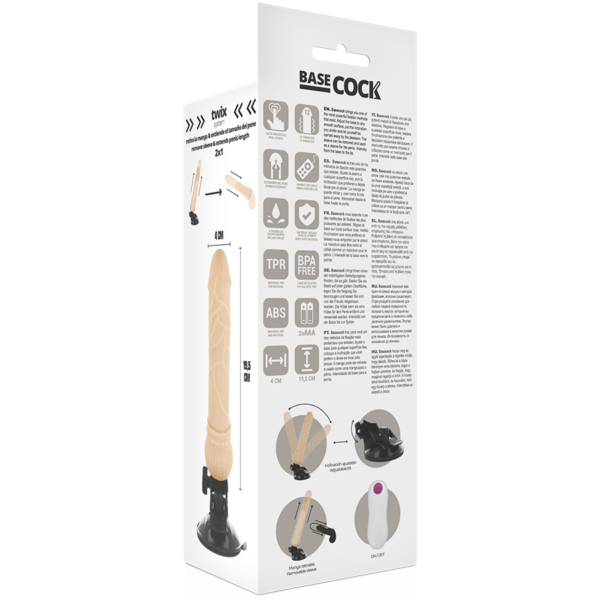 Basecock realistic vibrador control remoto natural 19.5 cm