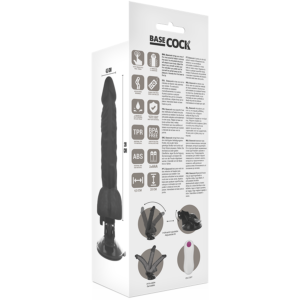 Basecock vibrador articulable control remoto negro 20cm