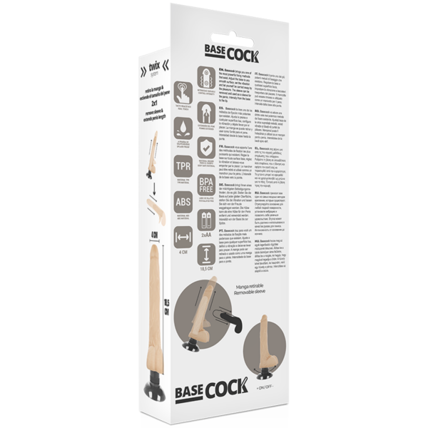 Basecock realistic vibrador 2-1 natural 18.5cm