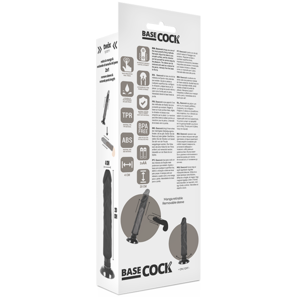 Basecock realistic vibrador 2-1 negro 20cm