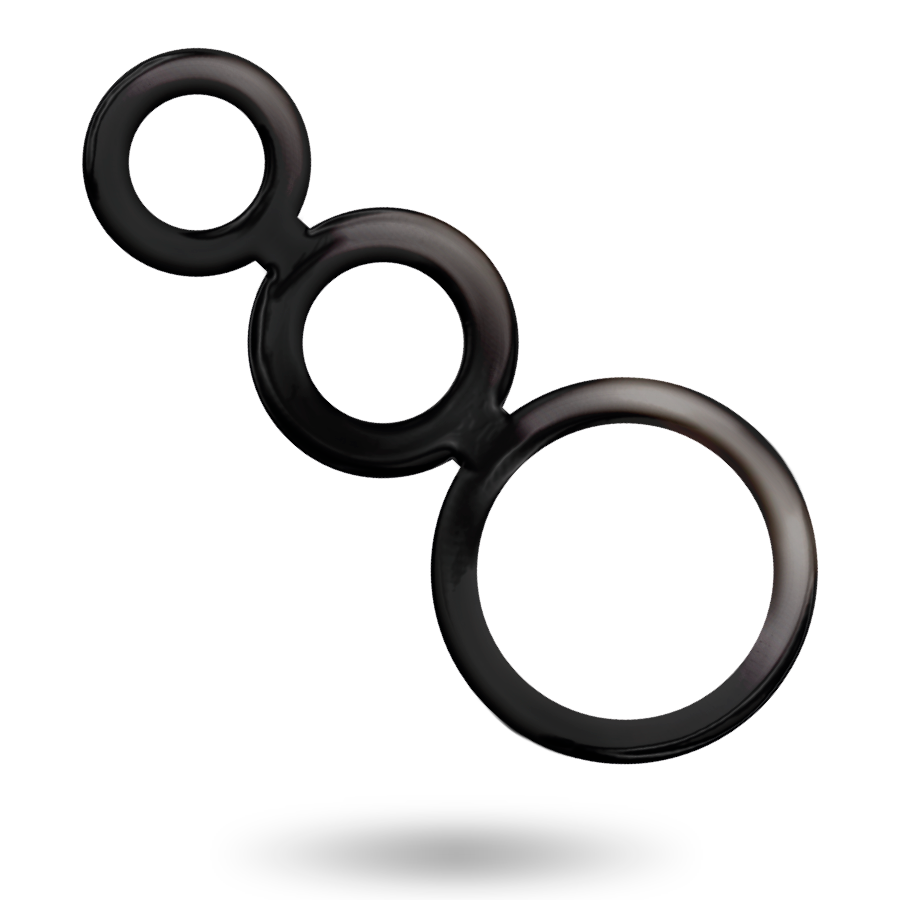 Addicted toys set anillos pene y testiculos negro