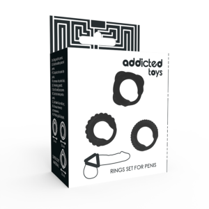Addicted toys  set 3 anillos pene negro