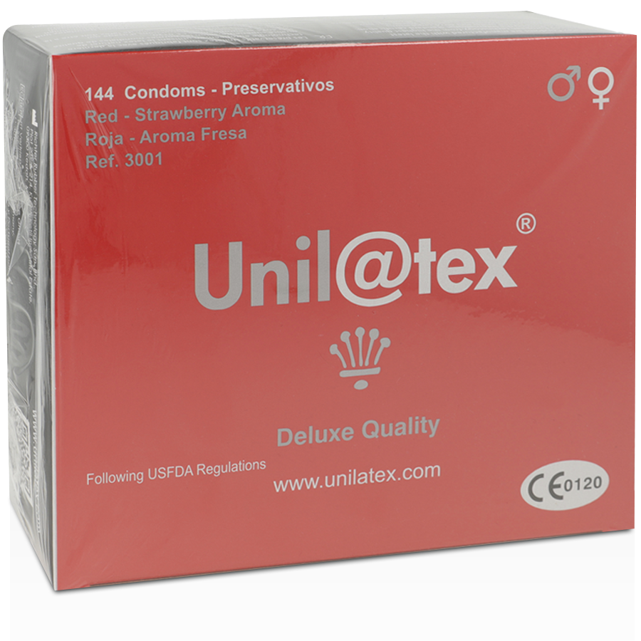 Unilatex preservativos rojos/fresa 144 uds