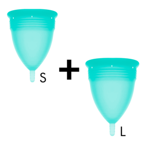 Stercup pack copa menstrual silicona fda talla s + talla l aquamarina