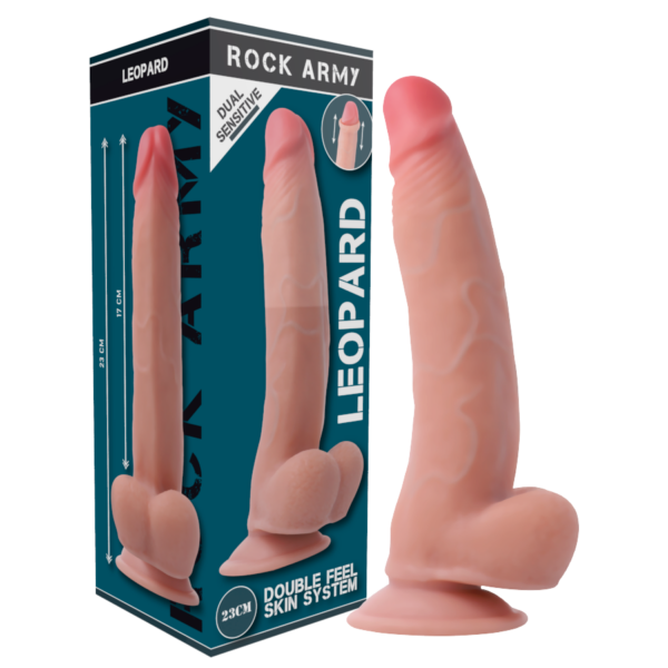 Rockarmy dual density leopard dildo realista 23 cm
