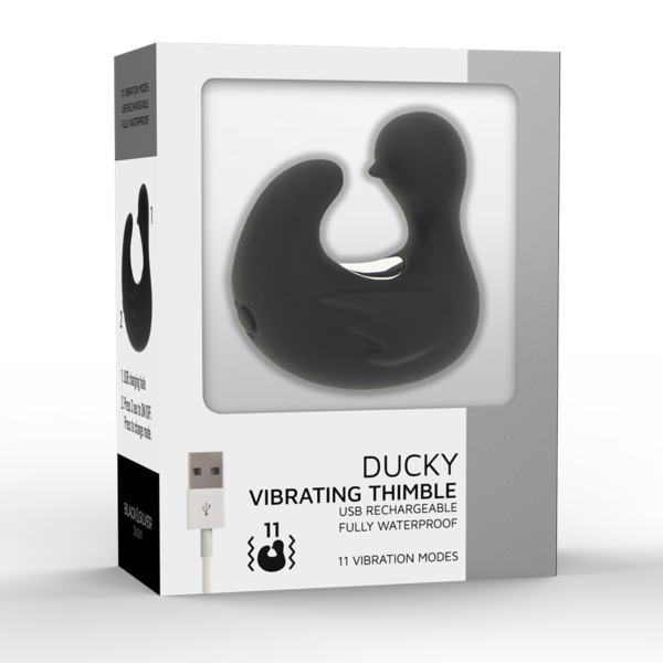 Black&silver dedal estimulador de silicona recargable duckymania