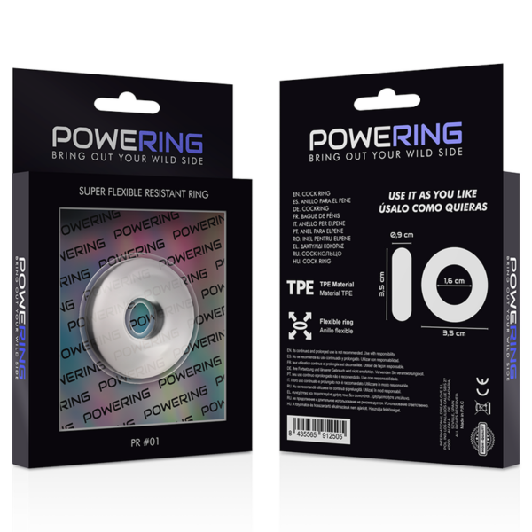 Powering super flexible y resistente anillo pene  3.5cm clear