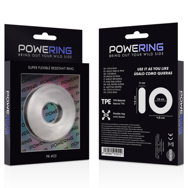Powering super flexible y resistente anillo pene  4.5cm clear