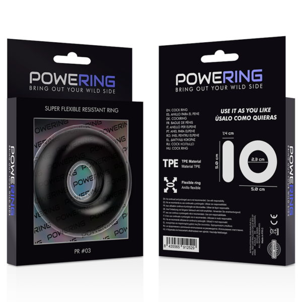 Powering super flexible y resistente anillo pene 5cm pr03 negro
