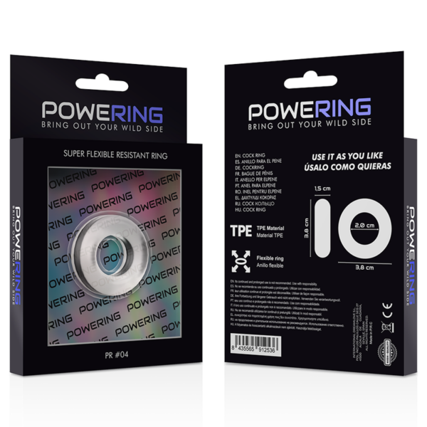 Powering super flexible y resistente anillo pene  3.8cm pr04 clear