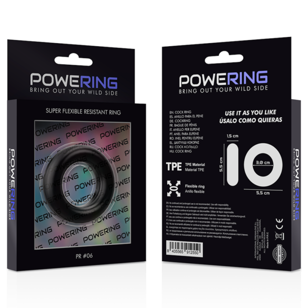 Powering super flexible y resistente anillo pene 5.5cm pr06 negro