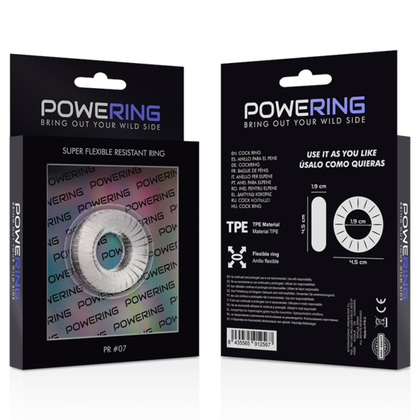 Powering super flexible y resistente anillo pene  4.5cm pr07 clear