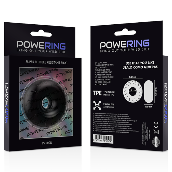 Powering super flexible y resistente anillo pene  5cm pr08 negro