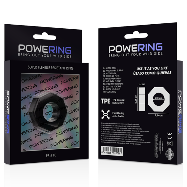 Powering super flexible y resistente anillo pene 5cm pr10 negro