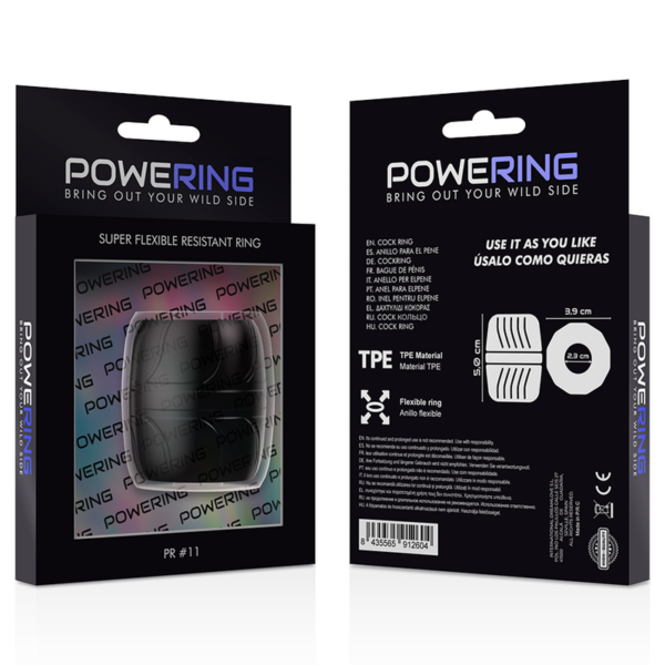 Powering super flexible y resistente anillo pene  5cm pr11 negro