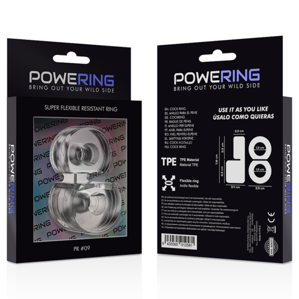 Powering super flexible y resistente anillo pene doble pr09 clear