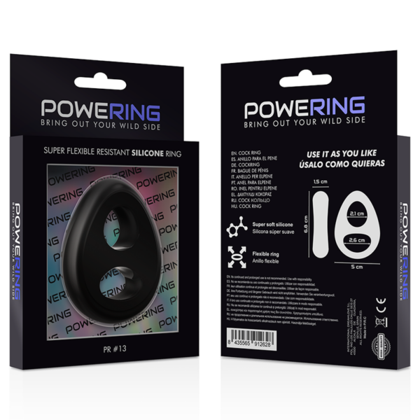 Powering super flexible y resistente anillo pene y testiculos pr13 negro