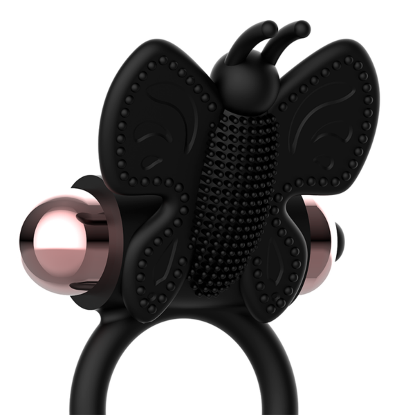 Coquette cock ring butterfly anillo vibrador negro / gold