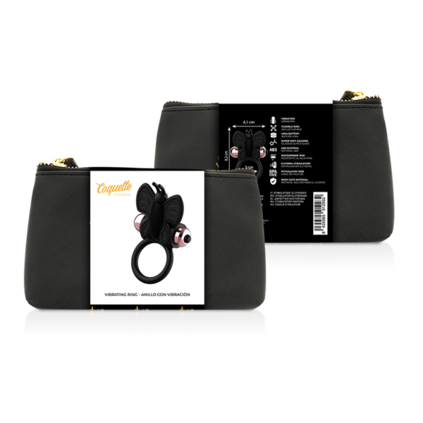 Coquette cock ring butterfly anillo vibrador negro / gold