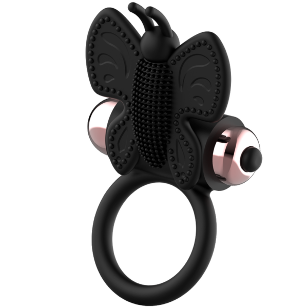 Coquette cock ring butterfly anillo vibrador negro / gold