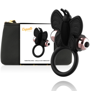 Coquette cock ring butterfly anillo vibrador negro / gold