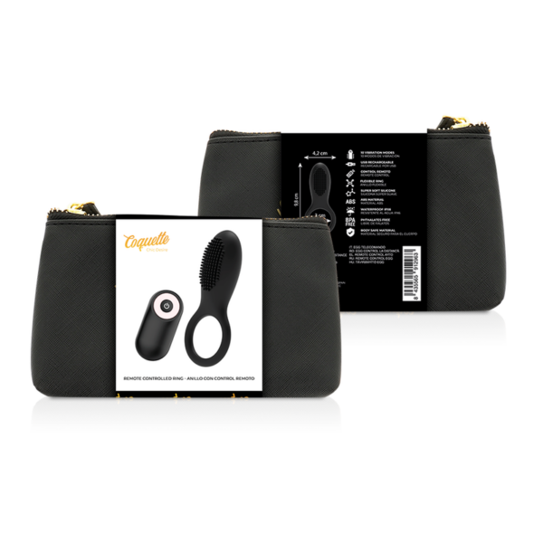 Coquette anillo vibrador control remoto recargable negro / gold