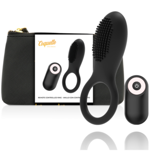 Coquette anillo vibrador control remoto recargable negro / gold