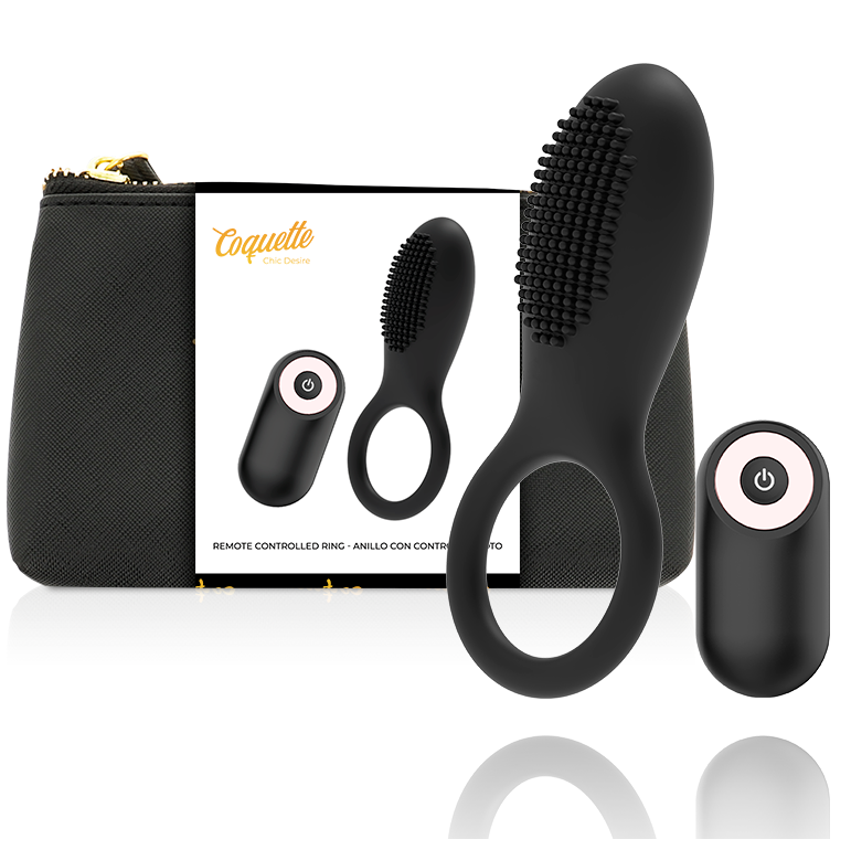 Coquette anillo vibrador control remoto recargable negro / gold