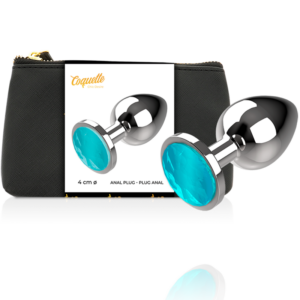 Coquette plug anal de metal talla l cristal azul 4 x 9cm