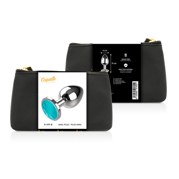 Coquette plug anal de metal talla l cristal azul 4 x 9cm