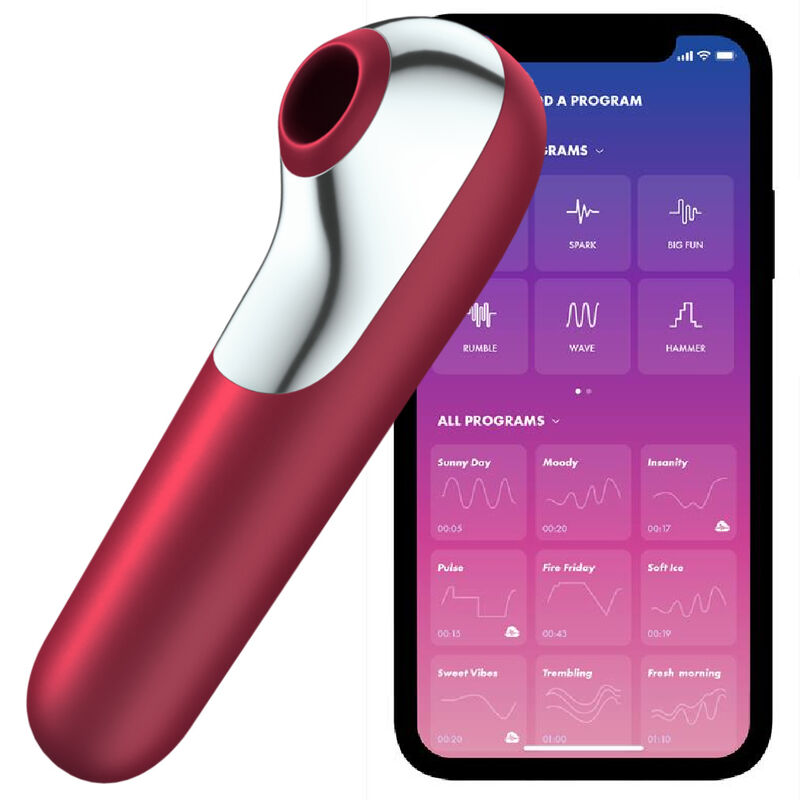Satisfyer dual love vibrador y succionador con aire pulsado rojo