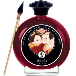 Shunga pintura corporal de fresas y champagne.