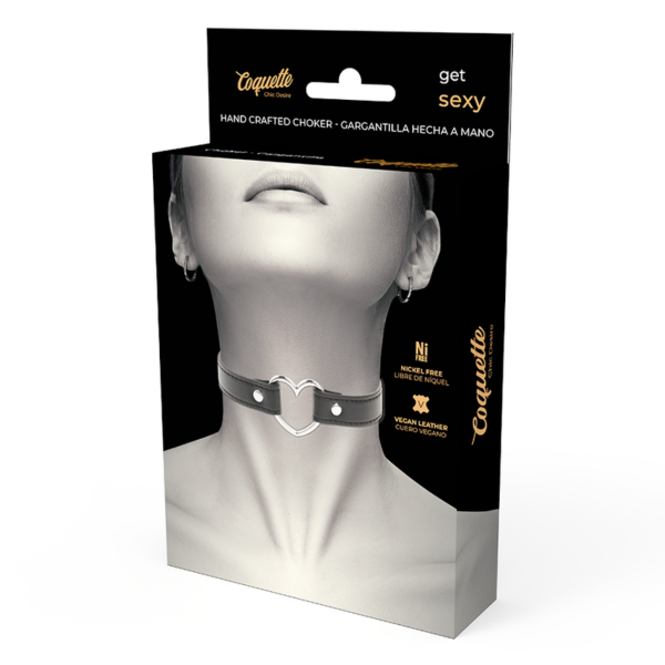 Coquette collar cuero vegano accesorio woman coraz?n