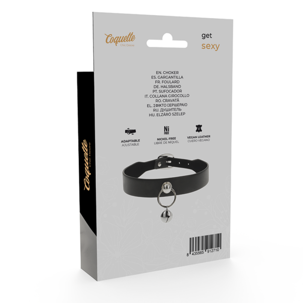 Coquette collar cuero vegano accesorio woman cascabel