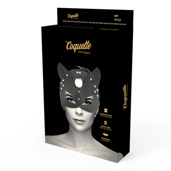 Coquette mascara cuero vegano con orejas de gato