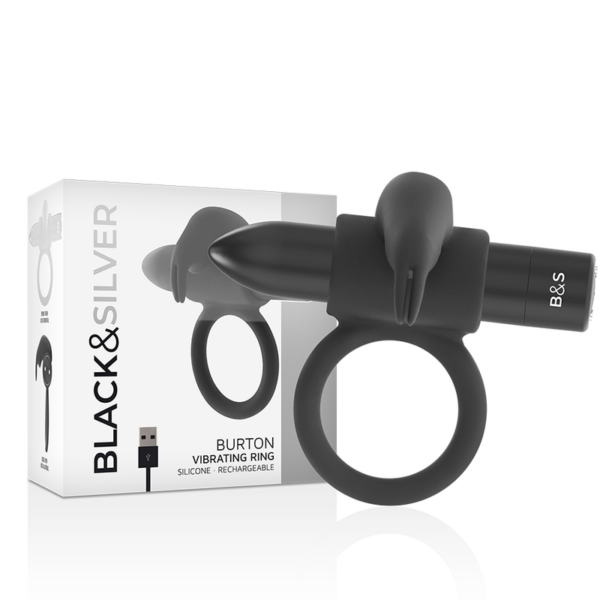 Black&silver burton anillo recargable 10 modos vibracion negro