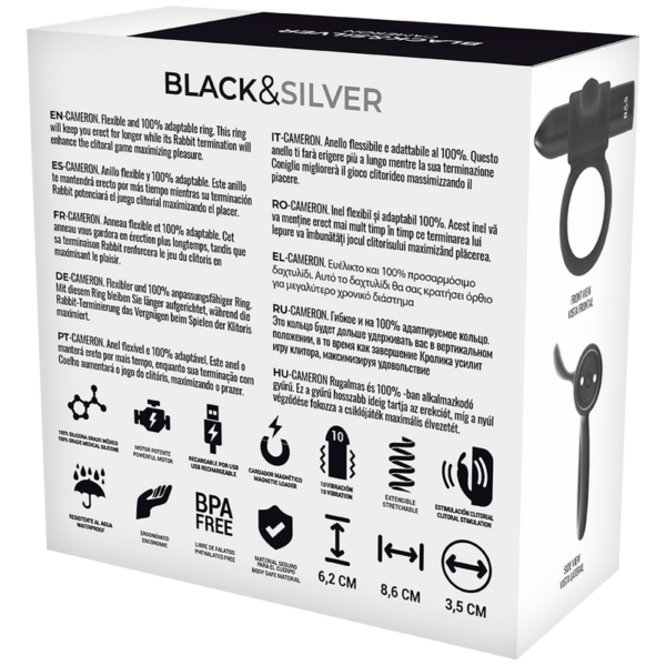 Black&silver cameron anillo recargable 10v negro