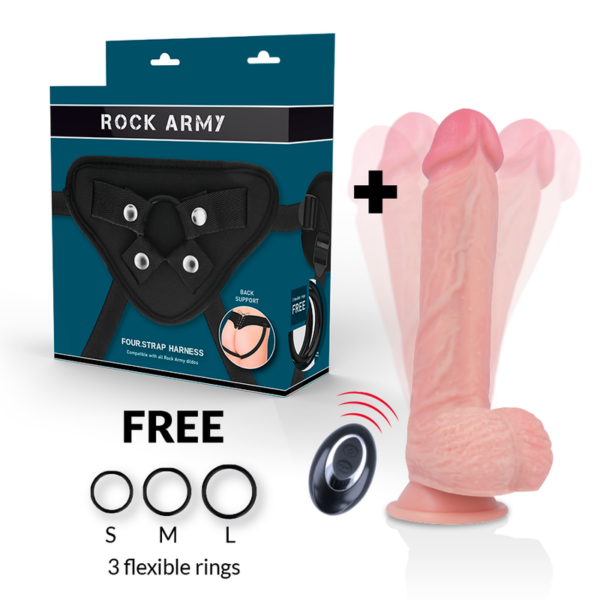 Rockarmy arn?s + liquid silicone vibrador control remoto premium apache 22cm