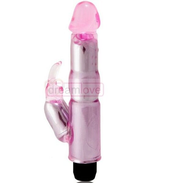 Vibrador c/estimulador rosa regulable