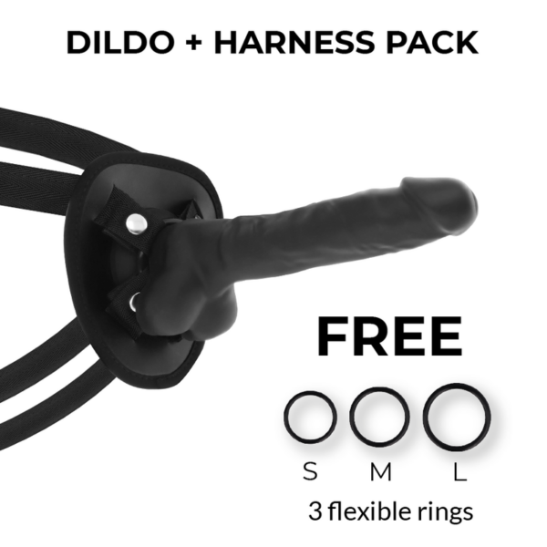 Cock miller - arnes + silicona density articulable cocksil negro 19,5 cm