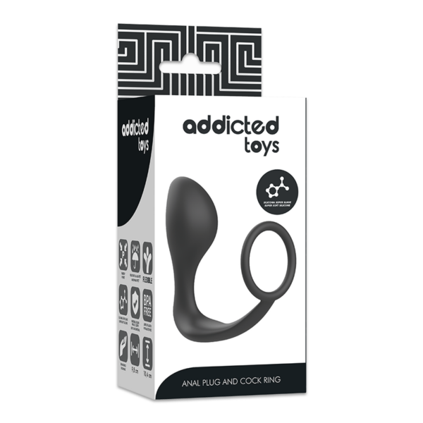 Addicted toys  plug anal con anillo silicona negro