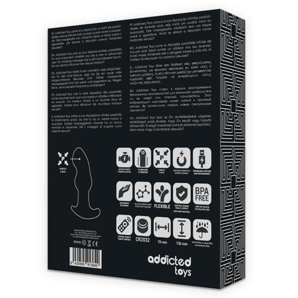 Addicted toys control remoto plug anal p-spot negro