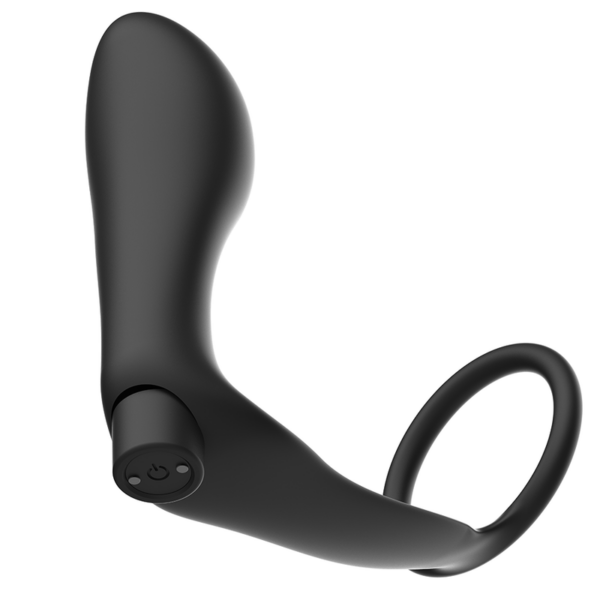 Addicted toys anilla pene con plug anal control remoto negro recargable