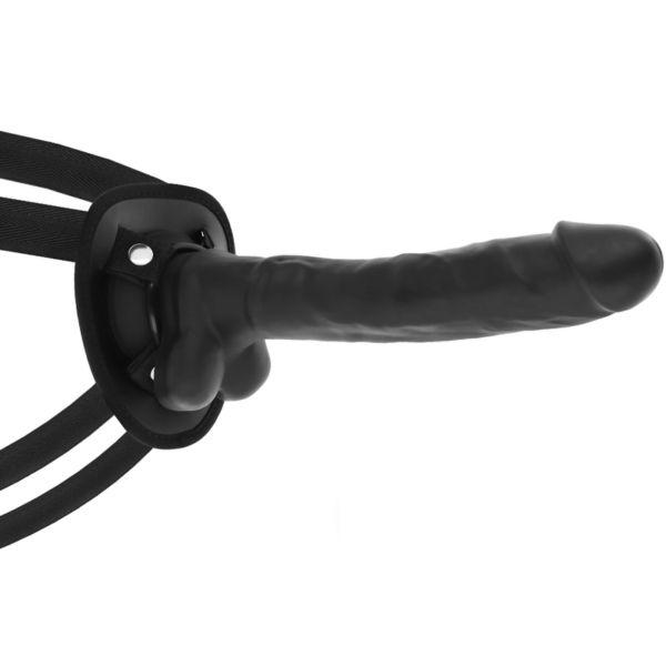 Cock miller - arnes + silicona density articulable cocksil negro 24 cm